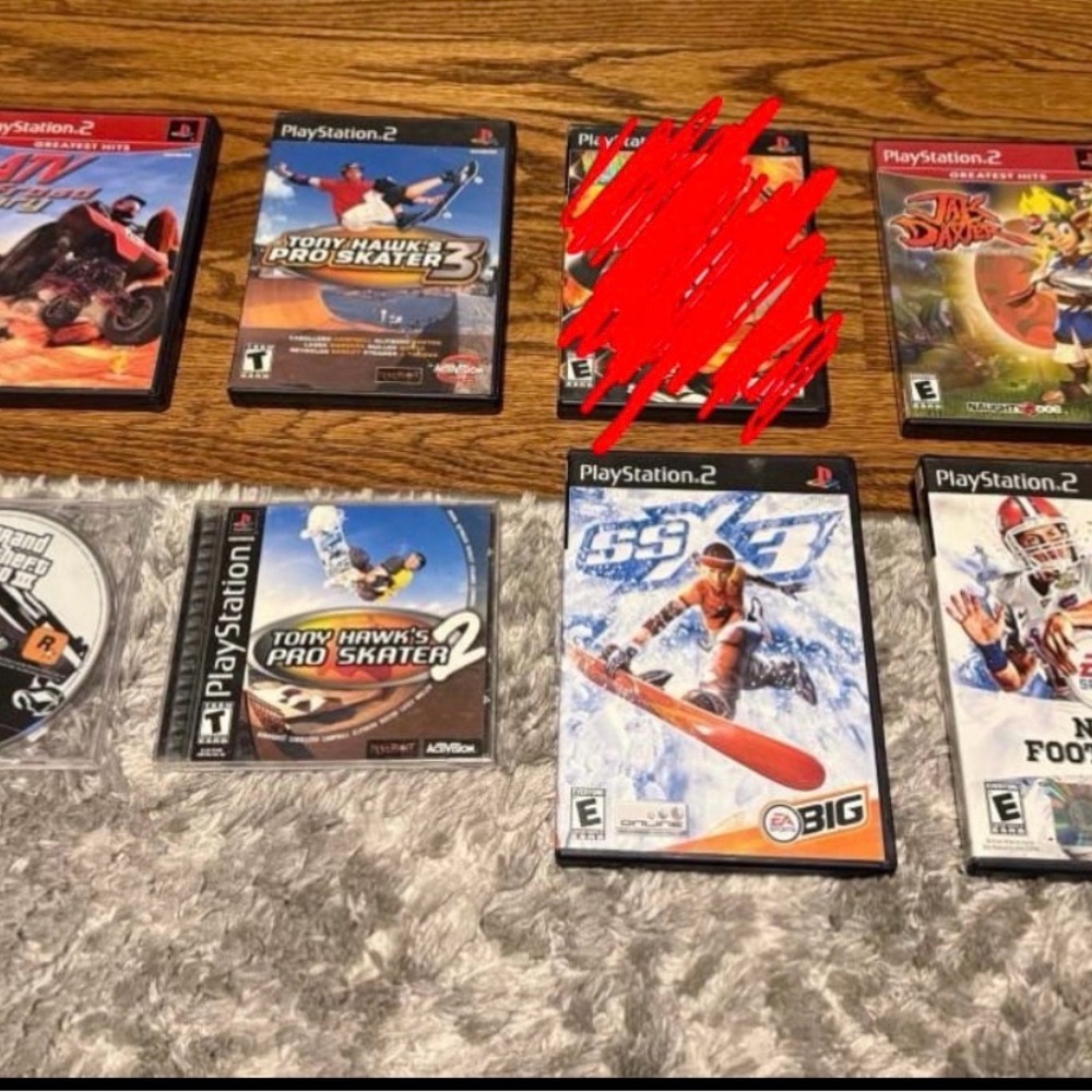Sony PlayStation 2 Game Set - Black and Red